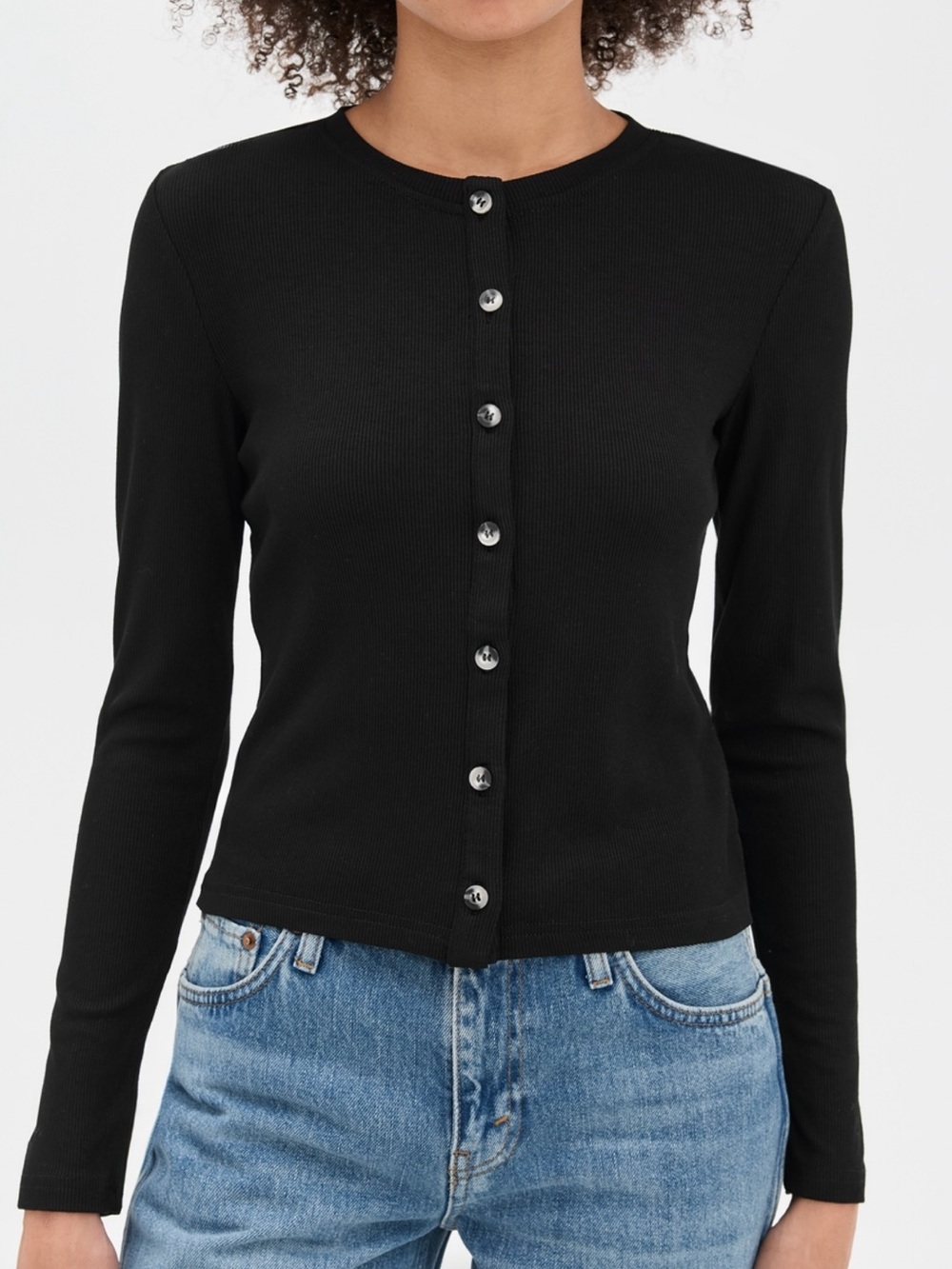PerfectWhiteTee Maureen Luxe Ribbed Fitted Cardigan